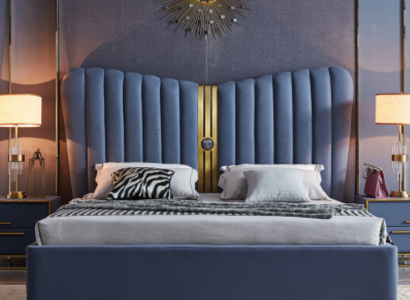 Bett Polster Design Luxus Holz Doppelbetten Schlafzimmer Hotel Möbel Neu